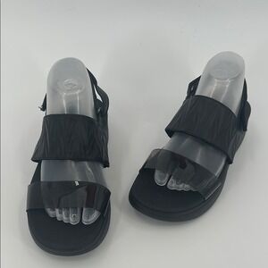 Vionic Black Platform Sandals Adjustable Ankle Strap Comfort Casual Shoes